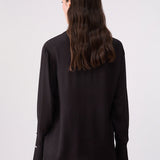 Camisa Castanha em Crepe de Chine com Botões Joia | LIU JO