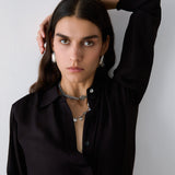 Camisa Castanha em Crepe de Chine com Botões Joia | LIU JO