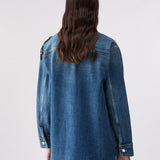 Camisa Oversized em Denim com Bordado de Joias | LIUJO