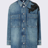 Camisa Oversized em Denim com Bordado de Joias | LIUJO
