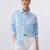 Camisa Vichy Azul em Ramie | LIU JO