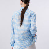 Camisa Vichy Azul em Ramie | LIU JO