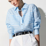 Camisa Vichy Azul em Ramie | LIU JO
