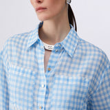 Camisa Vichy Azul em Ramie | LIU JO