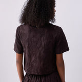 Camisa Bordada em Musselina Castanho Escuro | LIU JO