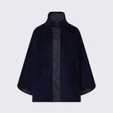 Capa Kimono Azul Escuro em Mistura de Lã | LIU JO