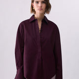Camisa Berinjela com Inserção em Cetim Jacquard | LIU JO