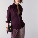 Camisa Berinjela com Inserção em Cetim Jacquard | LIU JO