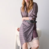 Saia Midi Berinjela Estampada com Renda | LIU JO