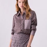 Camisa Berinjela Estampado Geométrico em Twill | LIU JO