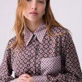 Camisa Berinjela Estampado Geométrico em Twill | LIU JO