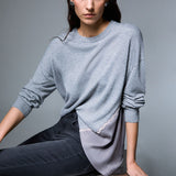 Camisola Cinzenta com Inserções em Cetim | LIU JO