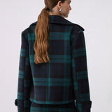 Casaco Curto Azul Tartan Cruzado | LIU JO