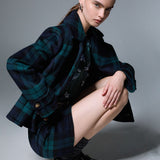 Casaco Curto Azul Tartan Cruzado | LIU JO