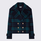 Casaco Curto Azul Tartan Cruzado | LIU JO