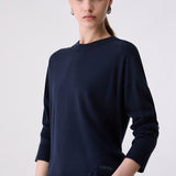 Camisola Azul Marinho em Mistura de Lã com Logótipo | LIU JO