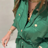 Vestido camiseiro midi LIU JO em popelina verde