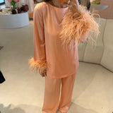 Conjunto Blusa e Calça Penas Pêssego | TWINSET