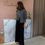 Calça Culote Preta em Malha | ottod'ame