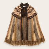 Poncho Prato Ébano em Malha de Lã e Mohair com Franjas | BA&SH