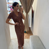 Vestido midi TWINSET em malha lurex com botões