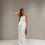 Top TWINSET em cetim branco com textura