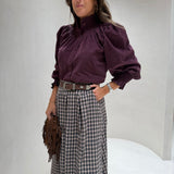 Saia de Lã Estampa Xadrez em Verde | VIOLETA