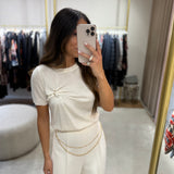 T-Shirt de Malha Branca com Aplicação | Liu Jo