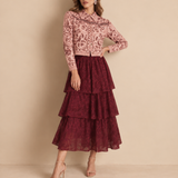 Casaco Júlia Rosa em Tricot com Padrão Arabesco | CECILIA PRADO