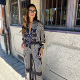 Conjunto em Cetim Estampa Bandana Castanho | Liu Jo
