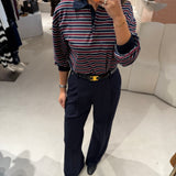 Polo Liri com Riscas Azul e Bordeaux| VIOLETA