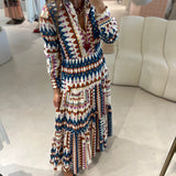 Vestido midi com print geométrico