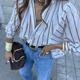 Blusa Lola às Riscas em Algodão | Semicouture