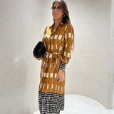 Vestido midi Ottod'ame com print castanho