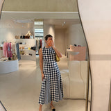 Vestido Midi Xadrez em Azul-marinho | Violeta Store