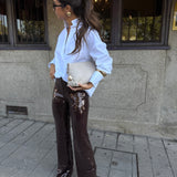 Calça em Lantejoulas Castanhas Timothe | SEMICOUTURE