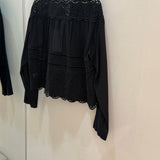 Camisa Cicely Preta em Bordado Inglês | Semicouture