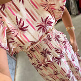 Conjunto Blusa e Saia Tropical Palmeiras Ecru | Violeta Store