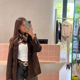 Blazer em Camurça Castanho Flora | Semicouture