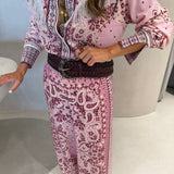 Calça Lara Rosa Pantalona com Estampa Paisley | CECILIA PRADO