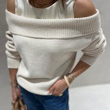 Camisola de malha bege SEMICOUTURE com decote barco
