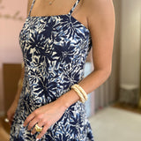 Vestido Midi Estampado Azul de Alças | Violeta Store