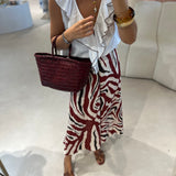 Saia animal print em linho