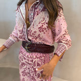 Calça Lara Rosa Pantalona com Estampa Paisley | CECILIA PRADO
