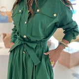Vestido camiseiro midi LIU JO em popelina verde