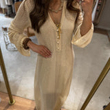 Vestido comprido TWINSET em malha tricotada bege