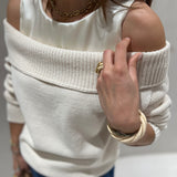 Camisola de malha bege SEMICOUTURE com decote barco