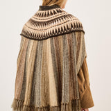 Poncho Prato Ébano em Malha de Lã e Mohair com Franjas | BA&SH