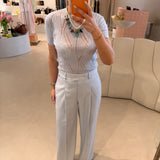Calça Palazzo com Riscas e fio de Lurex | LIU JO