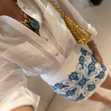 Saia Branca com Bordado em Azul | Violeta Store